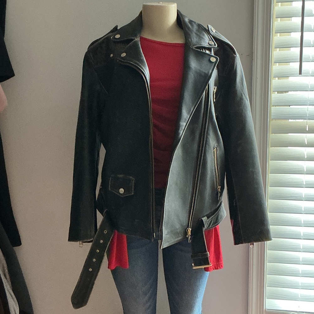 Tommy Hilfiger Gigi Hadid Brown leopard Leather Biker Jacket